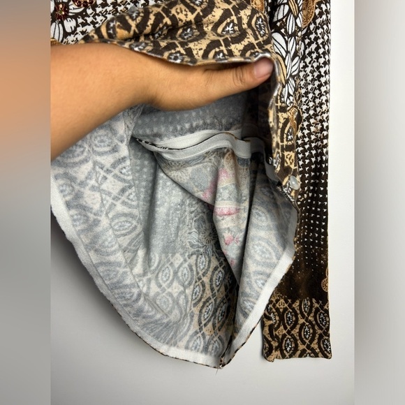 Prima Bella VTG Y2K SZ M Artsy Long Sleeve sequins Fall Paisley Cardigan Sweater - Picture 10 of 14